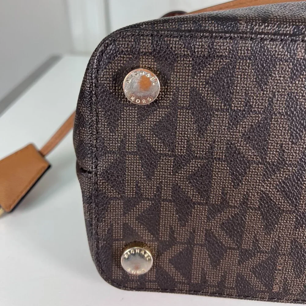 Michael Kors Brown Signature Tote with Tan Trim